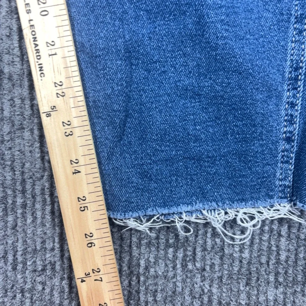 Hollister Ultra High Rise Mom Jeans Women 7S Blue Distressed Raw Hem Vintage